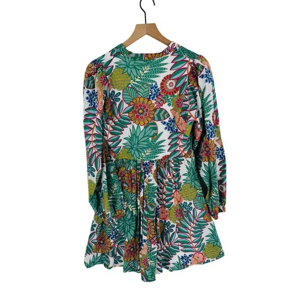 Boden Tropical Fruit Floral Cotton Mini Dress Size 2 Botanical Resortwear - Picture 2 of 9